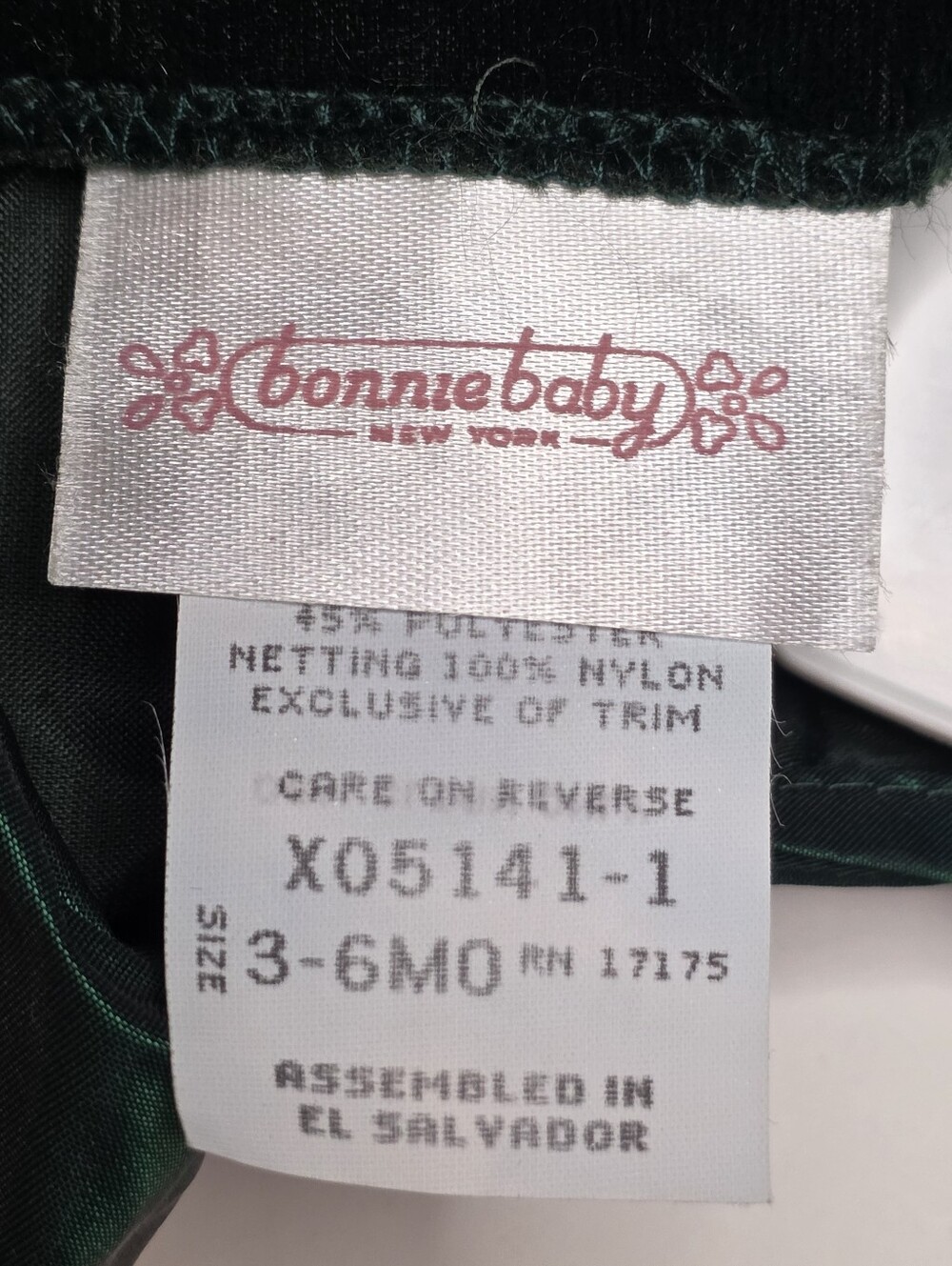Vintage Kids Bonnie Baby Green Velvet & Taffeta Formal Party Dress Girls 3m - 6m - Picture 5 of 8